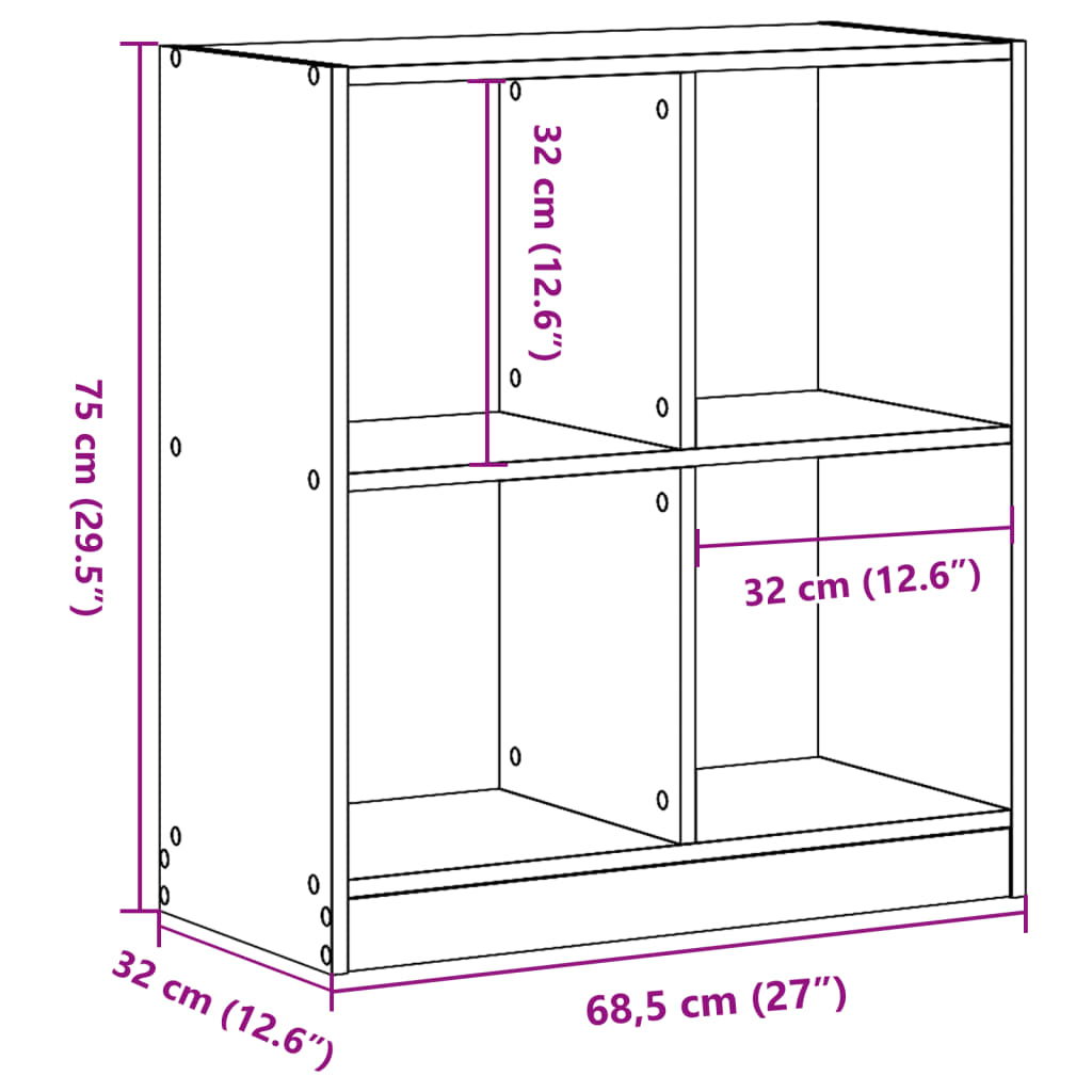 vidaXL Libreria Grigio Cemento 68,5x32x75 cm in Legno Multistrato