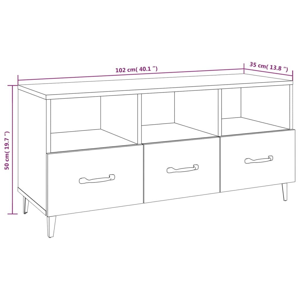 vidaXL Mobile Porta TV Nero 102x35x50 cm in Legno Multistrato