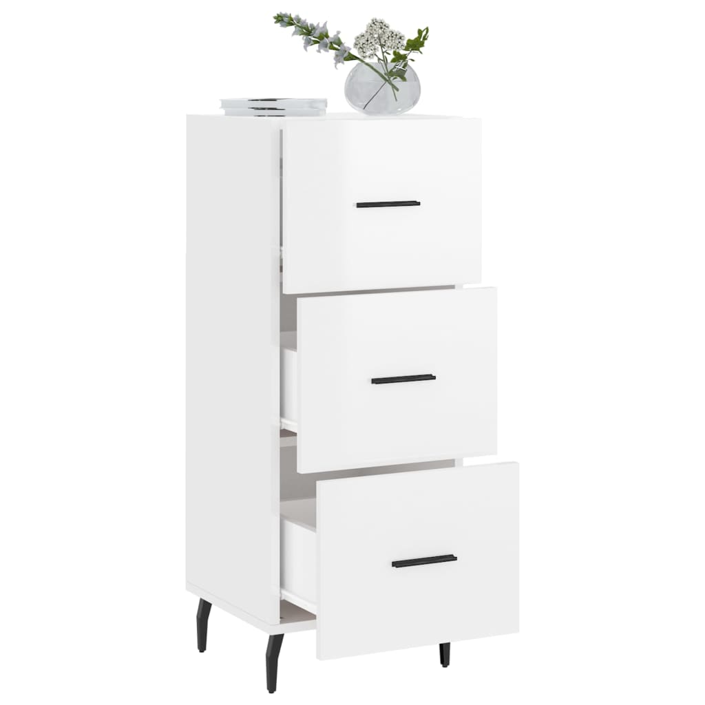 vidaXL Credenza Bianco Lucido 34,5x34x90 cm in Legno Multistrato