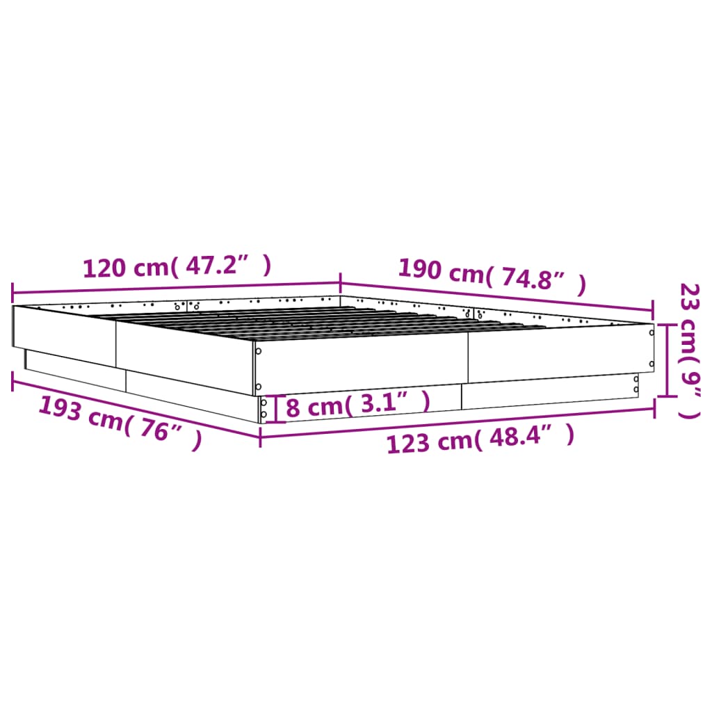 vidaXL Giroletto Grigio Cemento 120x190 cm in Legno Multistrato