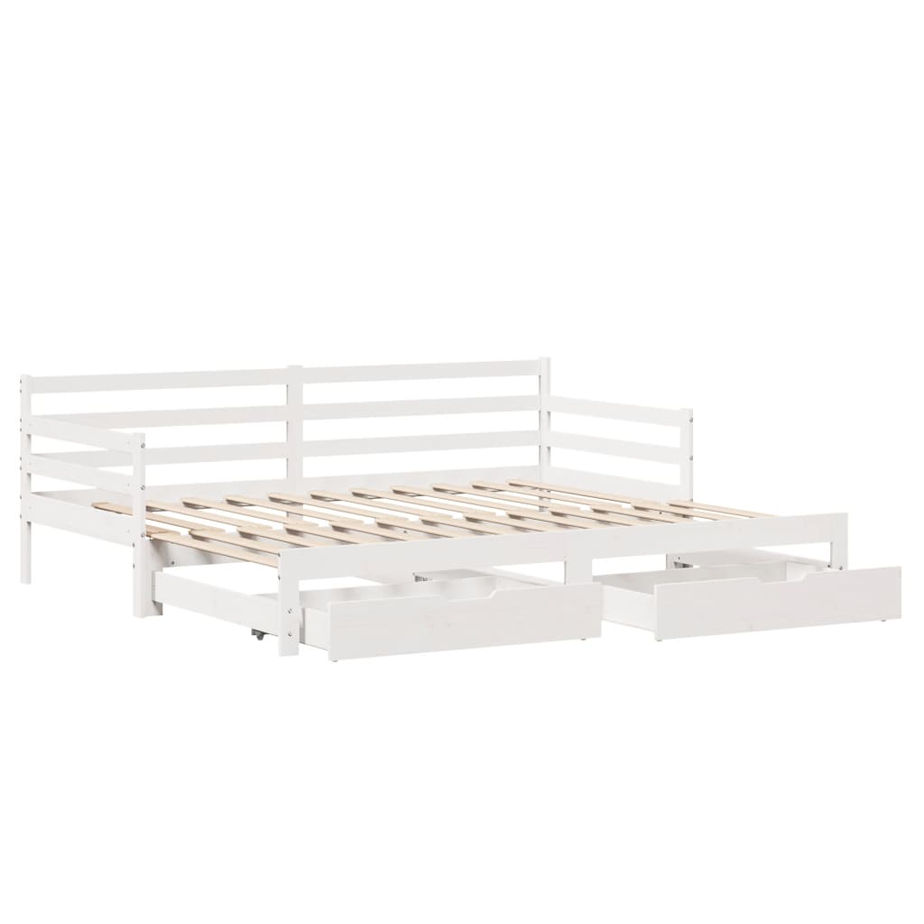 vidaXL Dormeuse Letto Estraibile e Cassetti Bianco 90x190cm Legno Pino