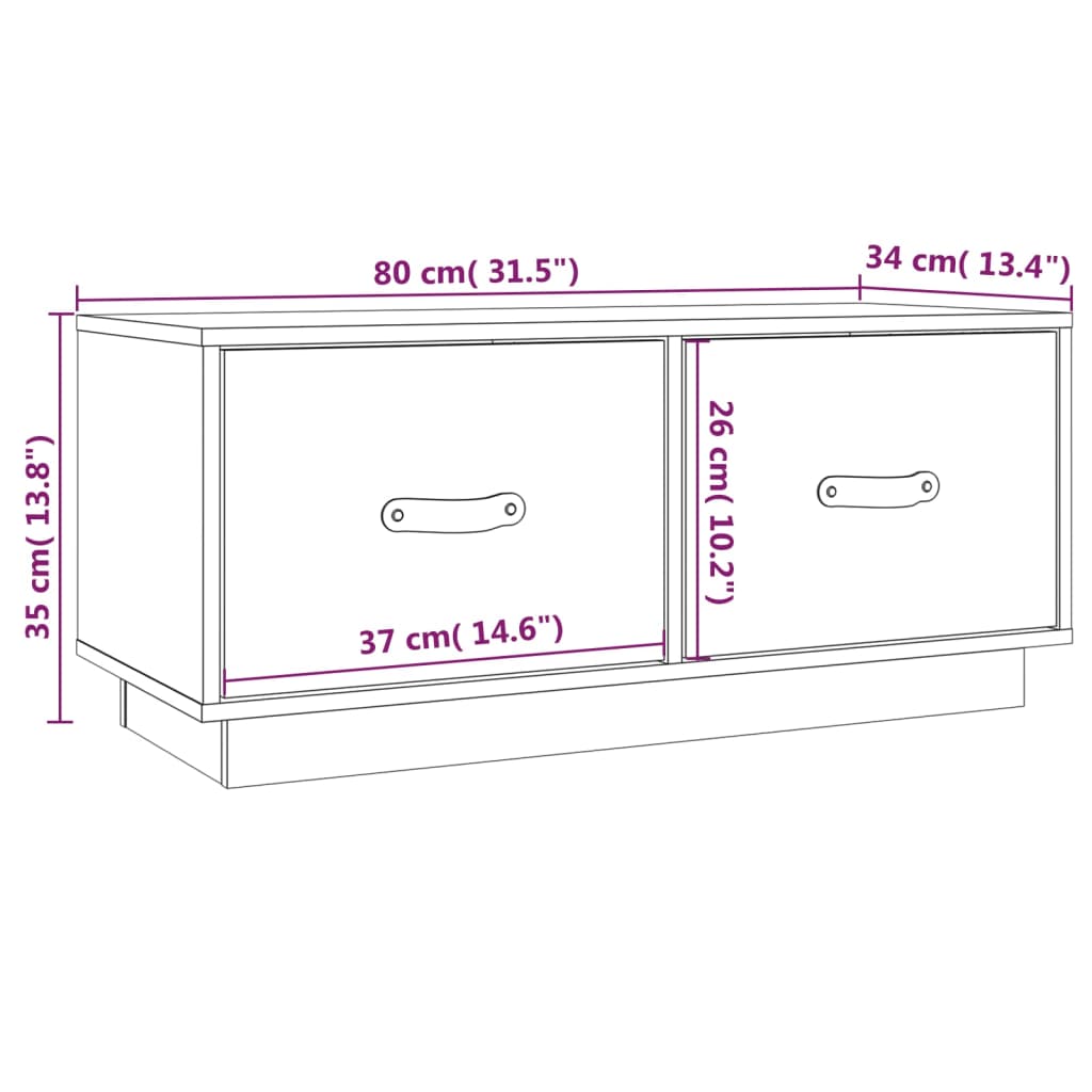 vidaXL Mobile Porta TV 80x34x35 cm in Legno Massello di Pino