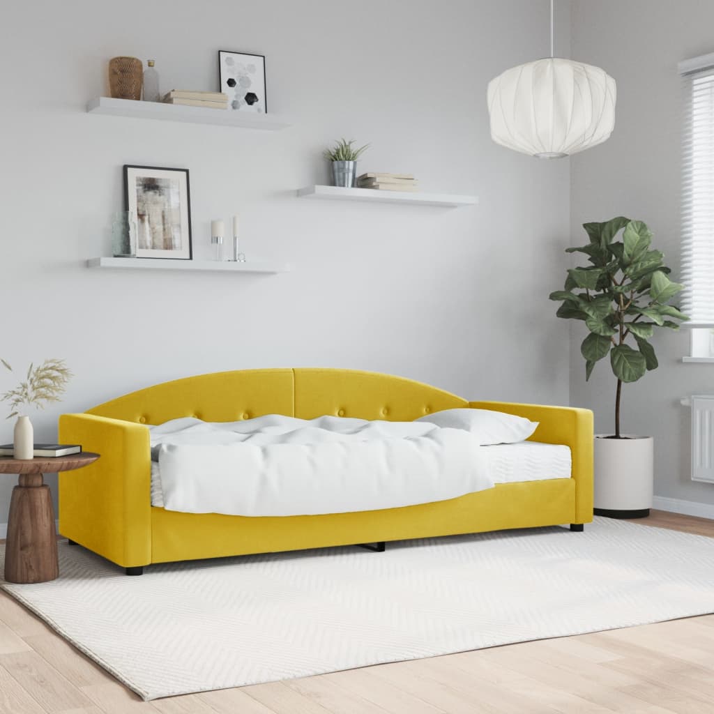 vidaXL Divano Letto con Materasso Giallo 80x200 cm in Velluto