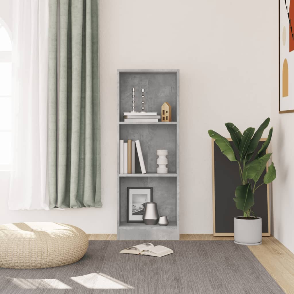 vidaXL Libreria a 3 Ripiani Cemento 40x24x109 cm in Legno Multistrato