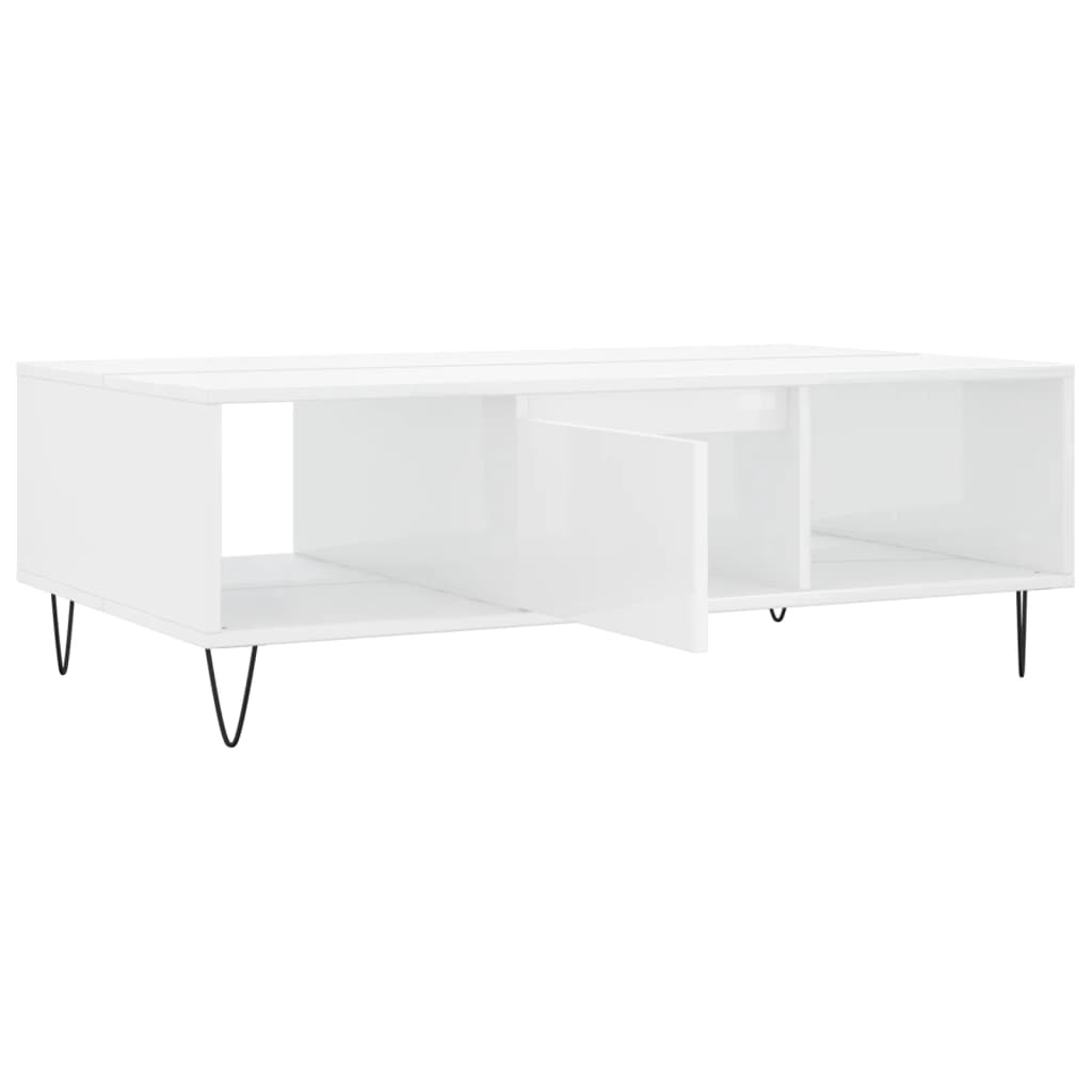 vidaXL Tavolino da Salotto Bianco Lucido 104x60x35cm Legno Multistrato