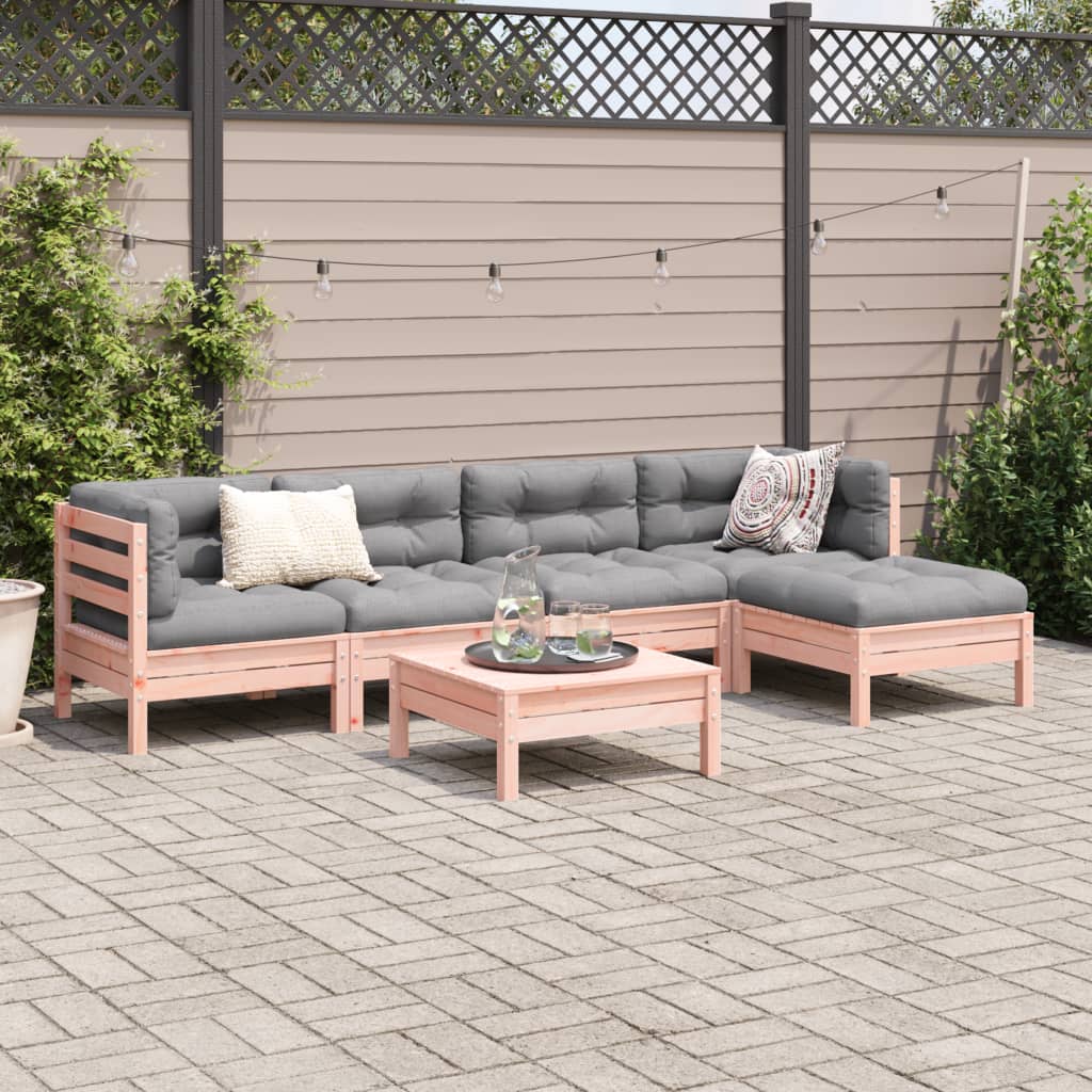 vidaXL Set Divani Giardino 6 pz Cuscini Legno Massello Abete Douglas