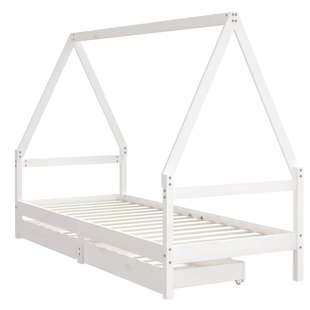 vidaXL Giroletto Bambini con Cassetti Bianco 90x200cm Massello di Pino