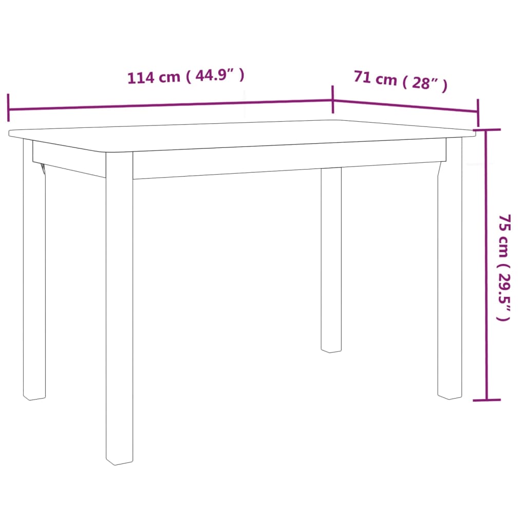 vidaXL Tavolo da Pranzo Bianco e Marrone 114x71x75cm Massello di Hevea