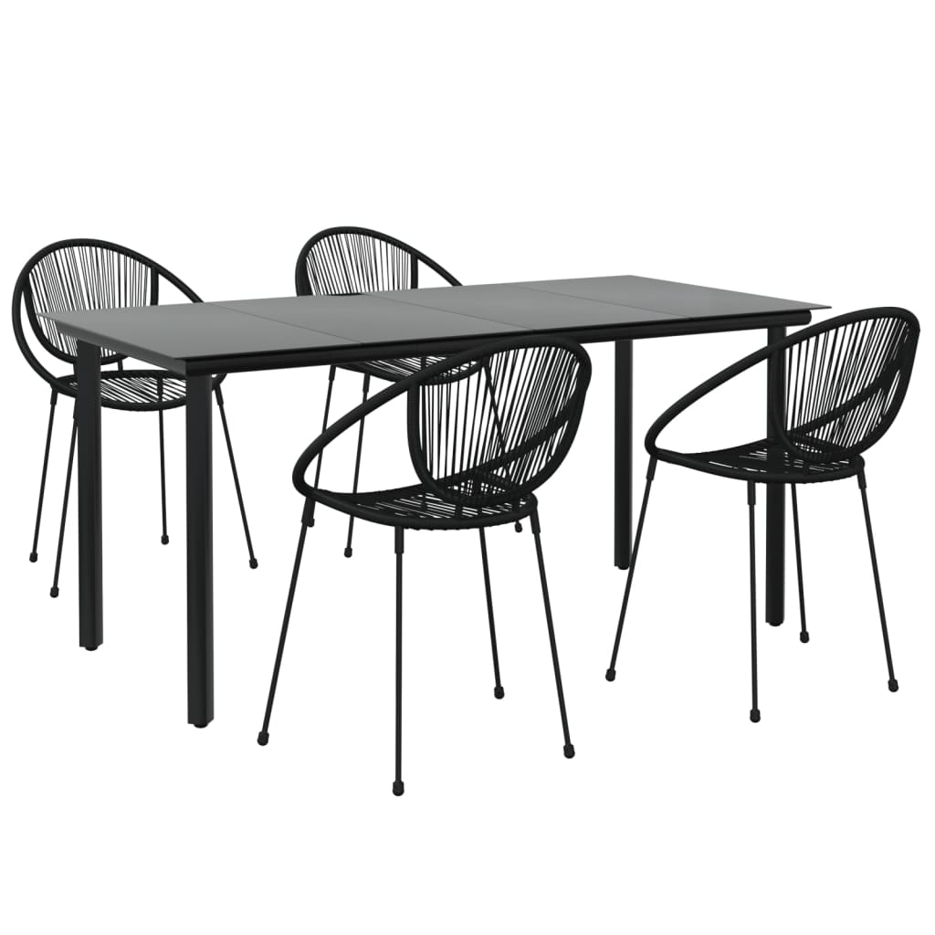 vidaXL Set da Pranzo da Giardino 5 pz Nero in Rattan PVC