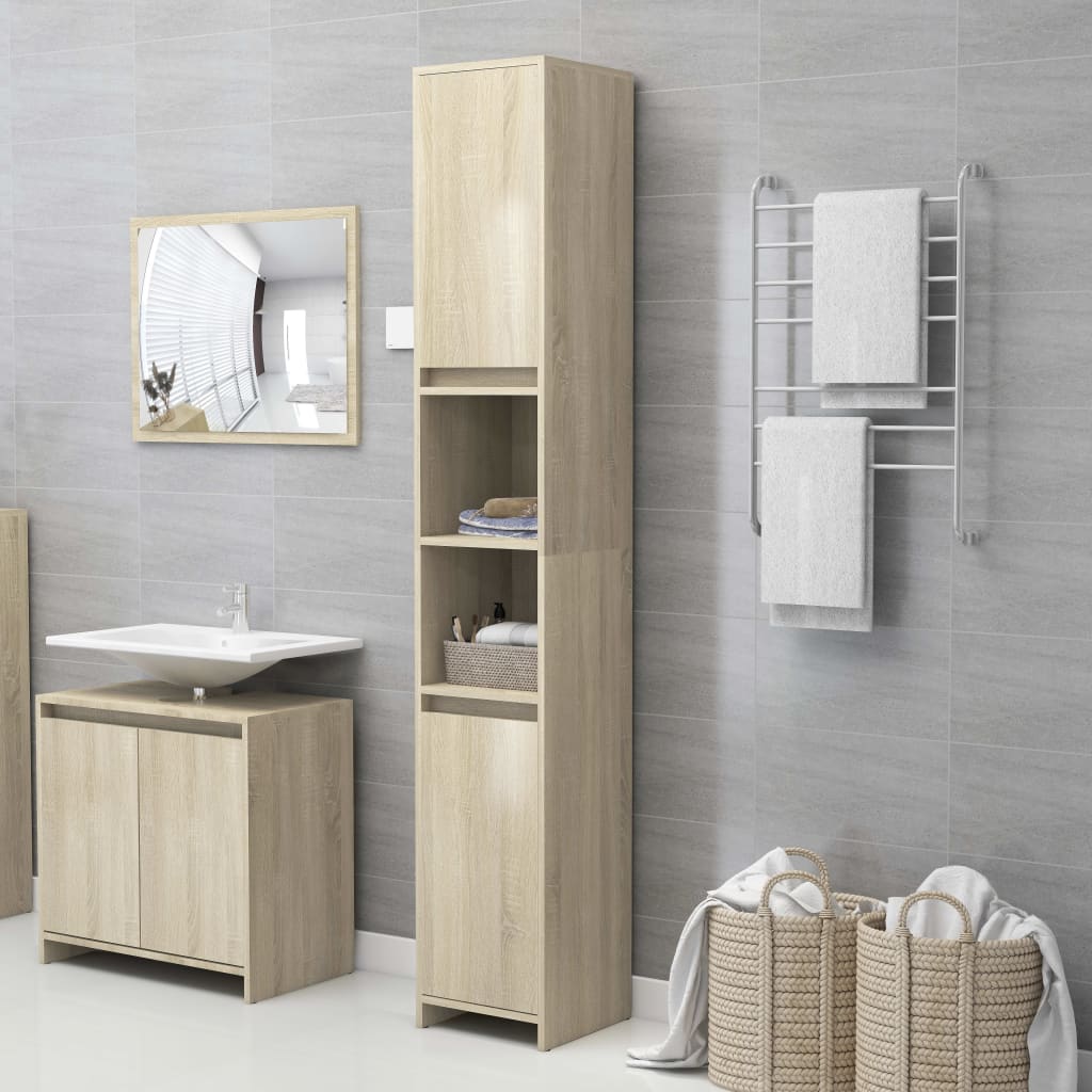 vidaXL Set Mobili da Bagno 3 pz Rovere Sonoma in Truciolato