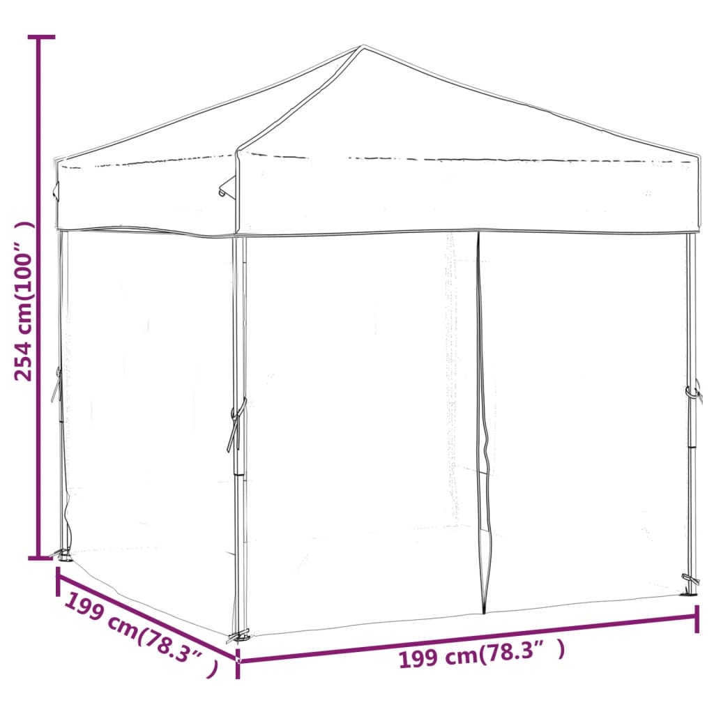 vidaXL Tenda per Feste Pieghevole con Pareti Laterali Antracite 2x2 m