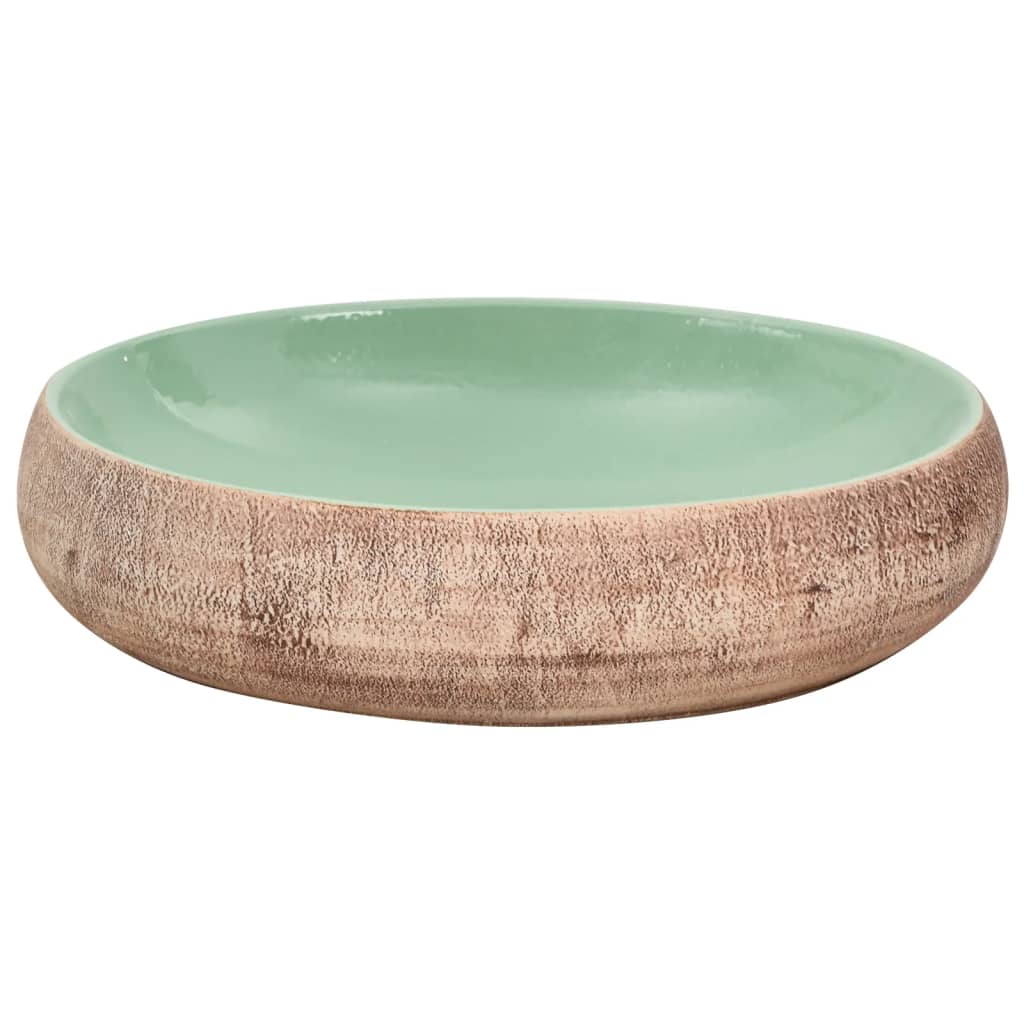 vidaXL Lavabo da Appoggio Verde e Marrone Ovale 59x40x15 cm Ceramica