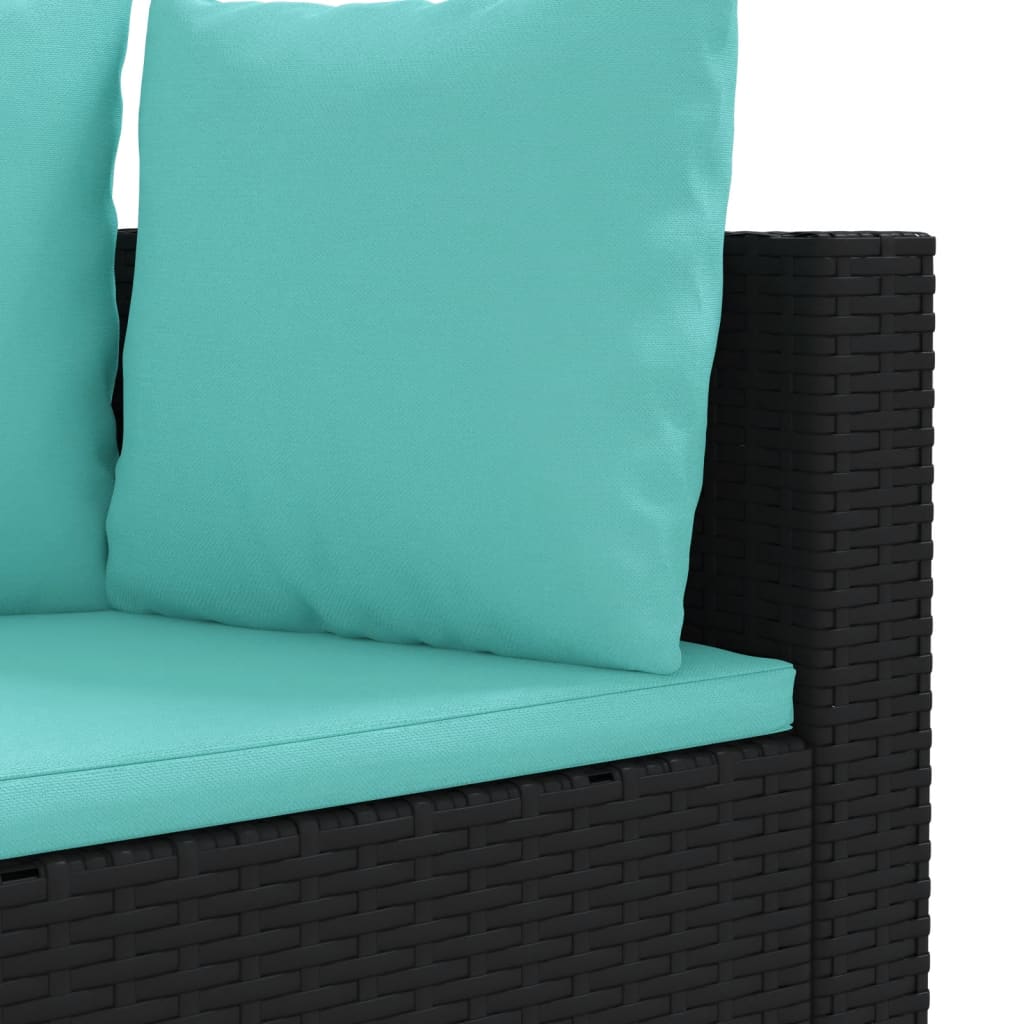 vidaXL Set Divano da Giardino 6 pz con Cuscini Nero in Polyrattan