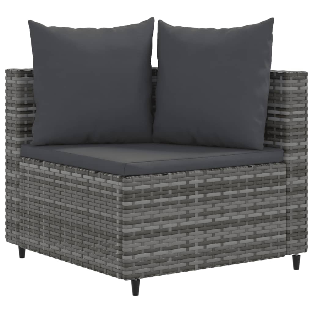 vidaXL Set Divani da Giardino 7 pz con Cuscini Grigio in Polyrattan