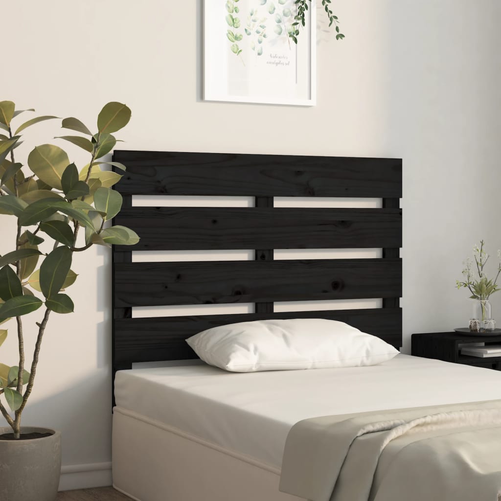 vidaXL Testiera per Letto Nera 75x3x80 cm in Legno Massello di Pino