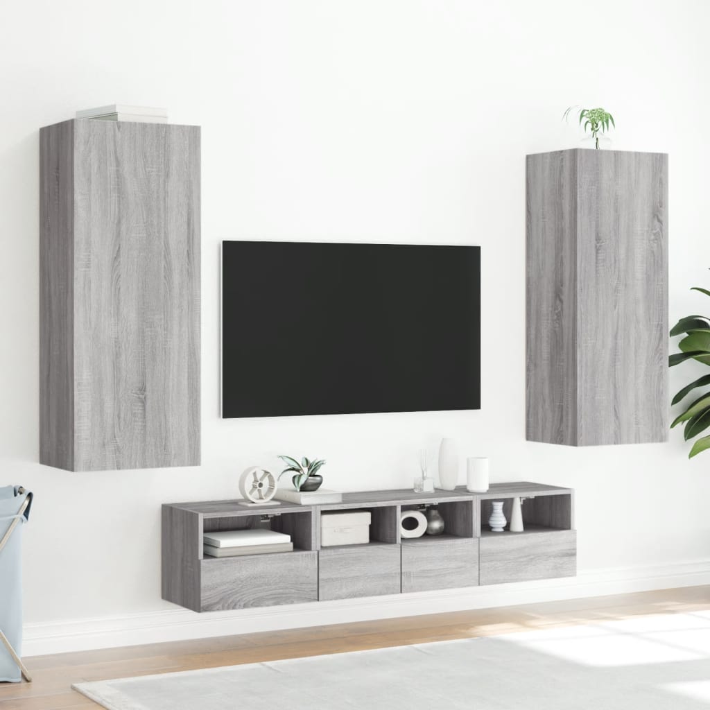 vidaXL Mobile TV Parete Grigio Sonoma 40,5x30x102 cm Legno Multistrato