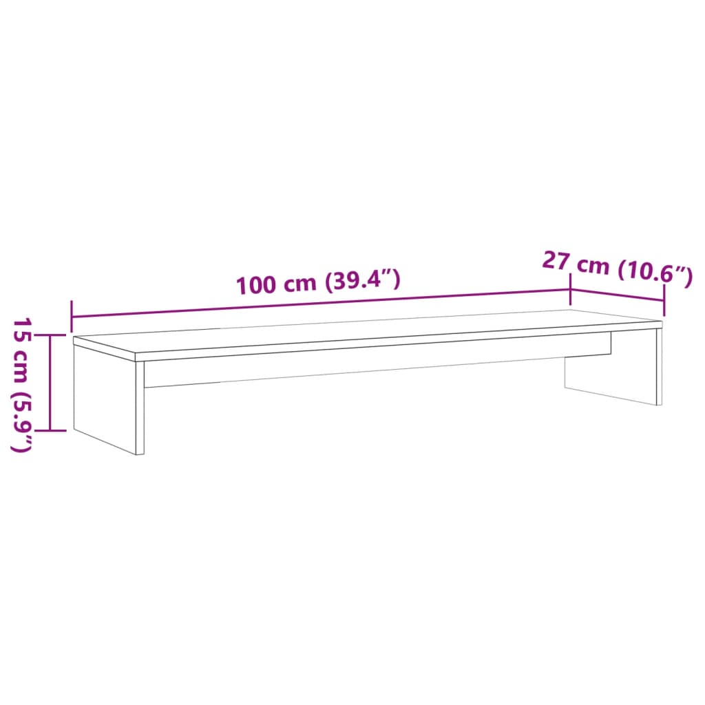 vidaXL Supporto Monitor Marrone Cera 100x27x15 cm Legno Massello Pino