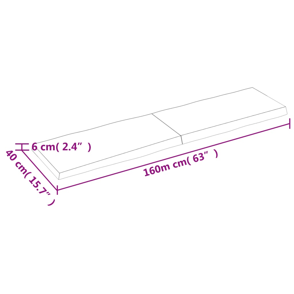 vidaXL Piano Tavolo Marrone Scuro 160x40x(2-6)cm Rovere Non Trattato