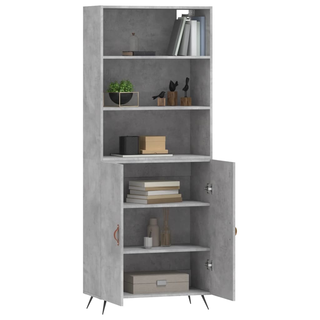 vidaXL Credenza Grigio Cemento 69,5x34x180 cm in Legno Multistrato