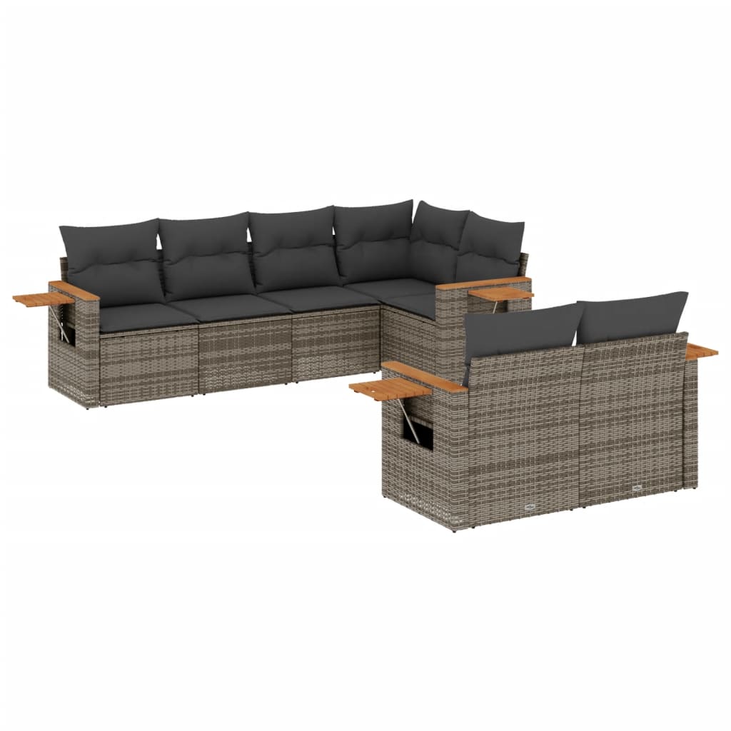 vidaXL Set Divani da Giardino 7 pz con Cuscini Grigio in Polyrattan