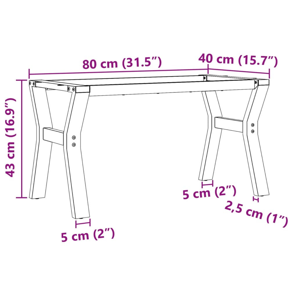 vidaXL Telaio Gambe a Y per Tavolino da Salotto 80x40x43 cm in Ghisa