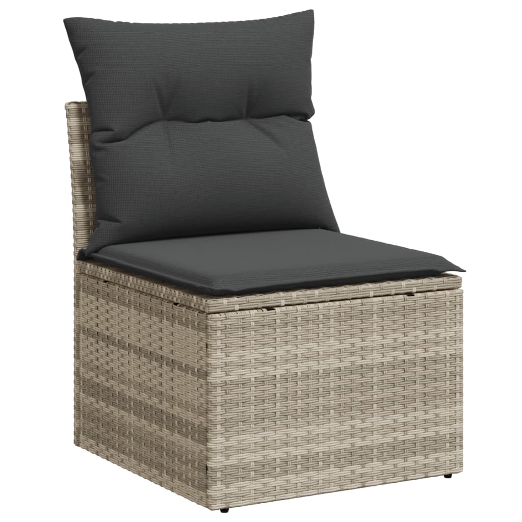 vidaXL Set Divano Giardino 10 pz con Cuscini Grigio Chiaro Polyrattan