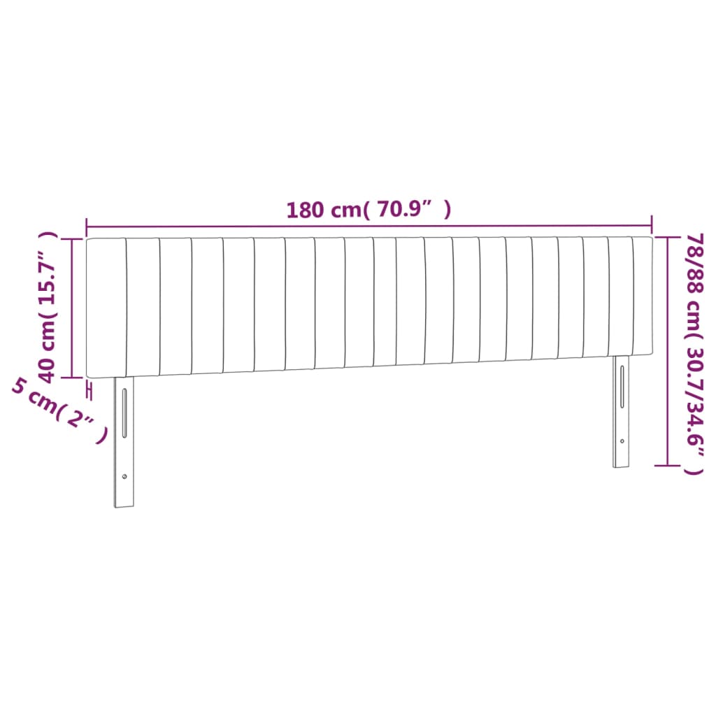 vidaXL Testiera a LED Verde Scuro 180x5x78/88 cm in Velluto