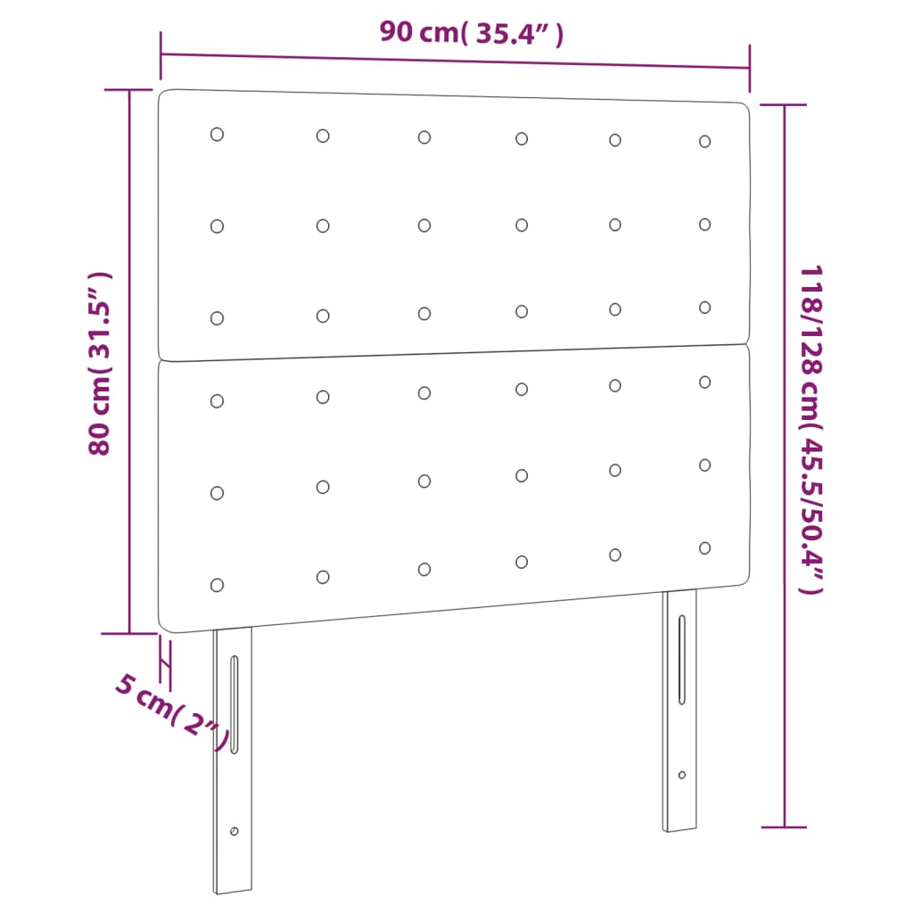 vidaXL Testiera a LED nero 90x5x118/128 cm in Velluto