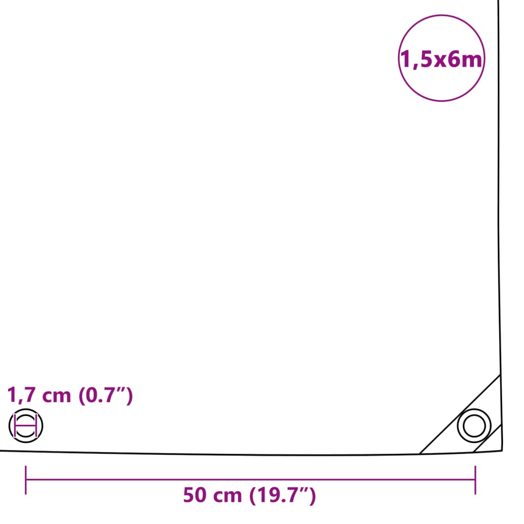 vidaXL Telone 650 g/m² 1,5x6 m Nero