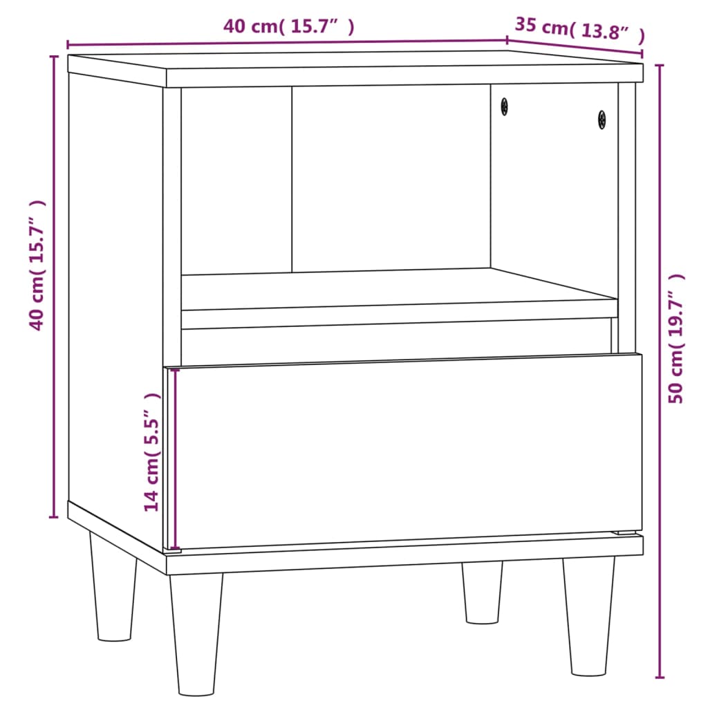 vidaXL Comodino Grigio Sonoma 40x35x50 cm