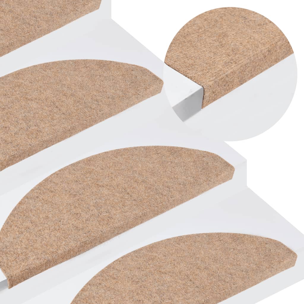 vidaXL Tappetini Autoadesivi per Scale 15 pz 65x22,5x3,5 cm Beige