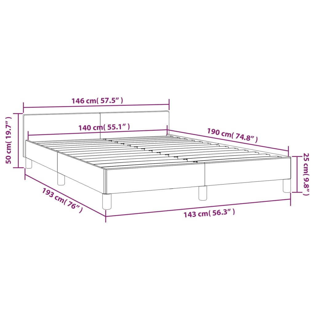 vidaXL Giroletto senza Materasso Blu Scuro 140x190 cm in Velluto