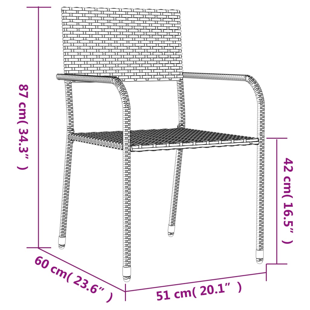 vidaXL Set da Pranzo da Giardino 7 pz Nero in Polyrattan e Acciaio