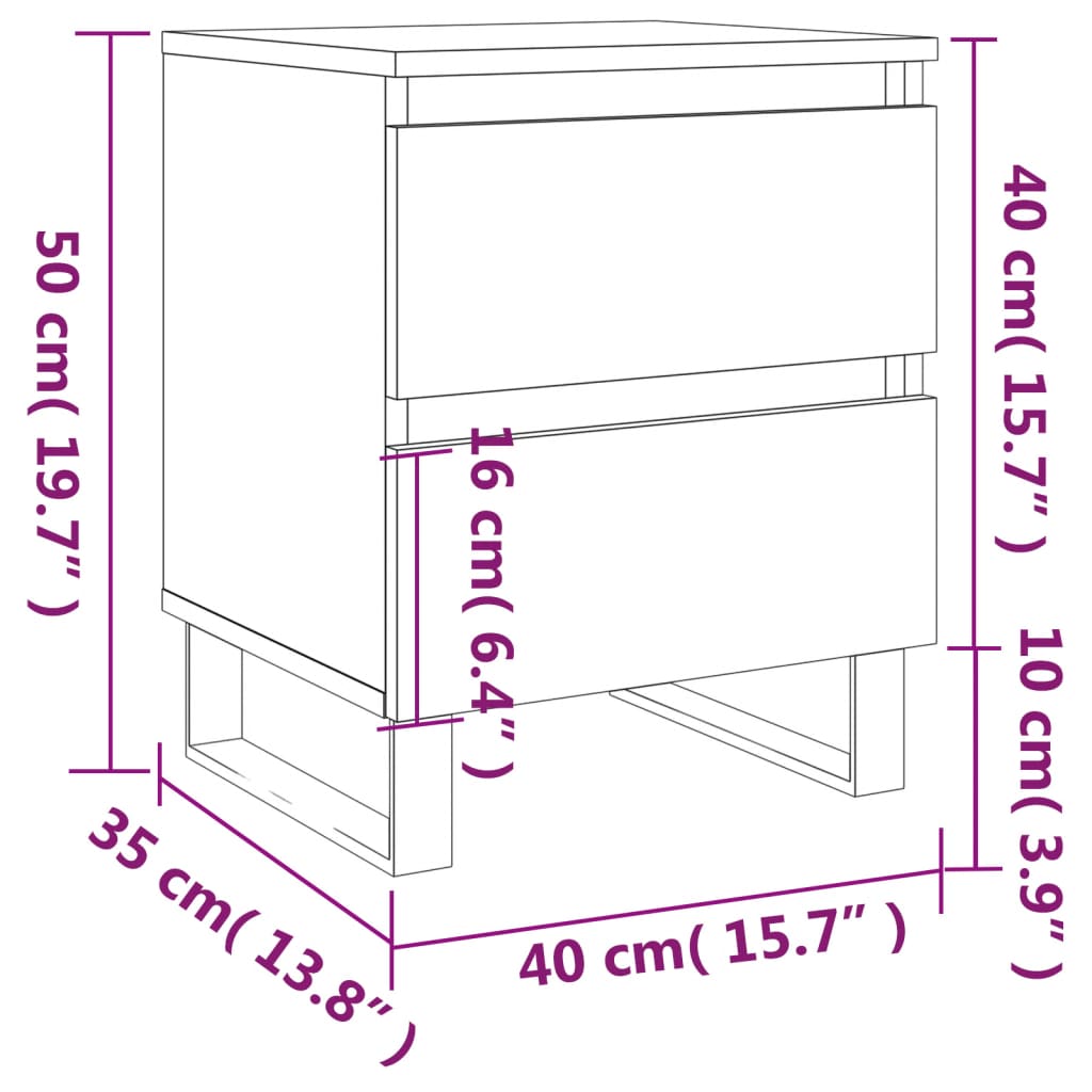 vidaXL Comodini 2pz Grigio Cemento 40x35x50 cm in Legno Multistrato