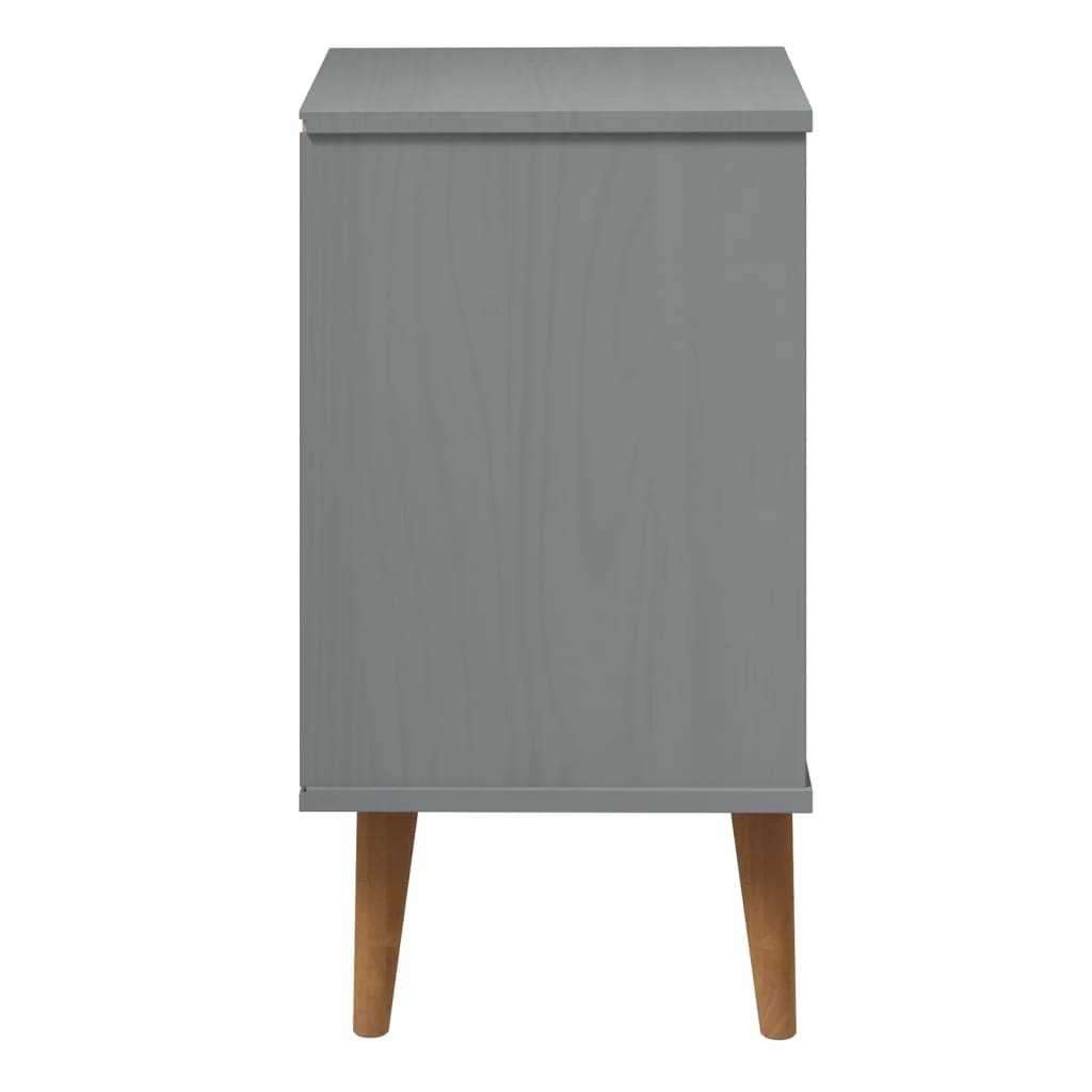 vidaXL Comodino MOLDE Grigio 40x35x65 cm in Legno Massello di Pino