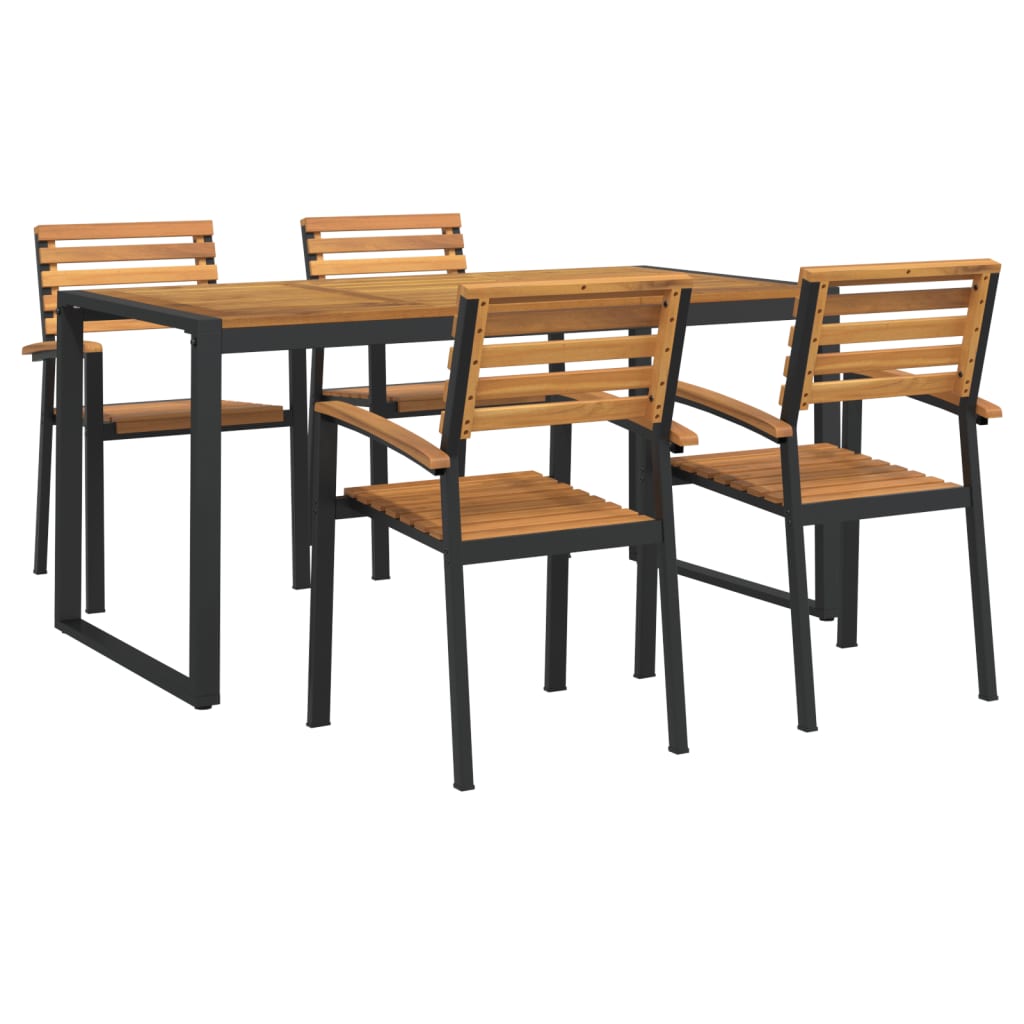 vidaXL Set Pranzo da Giardino 5 pz Legno Massello di Acacia e Metallo