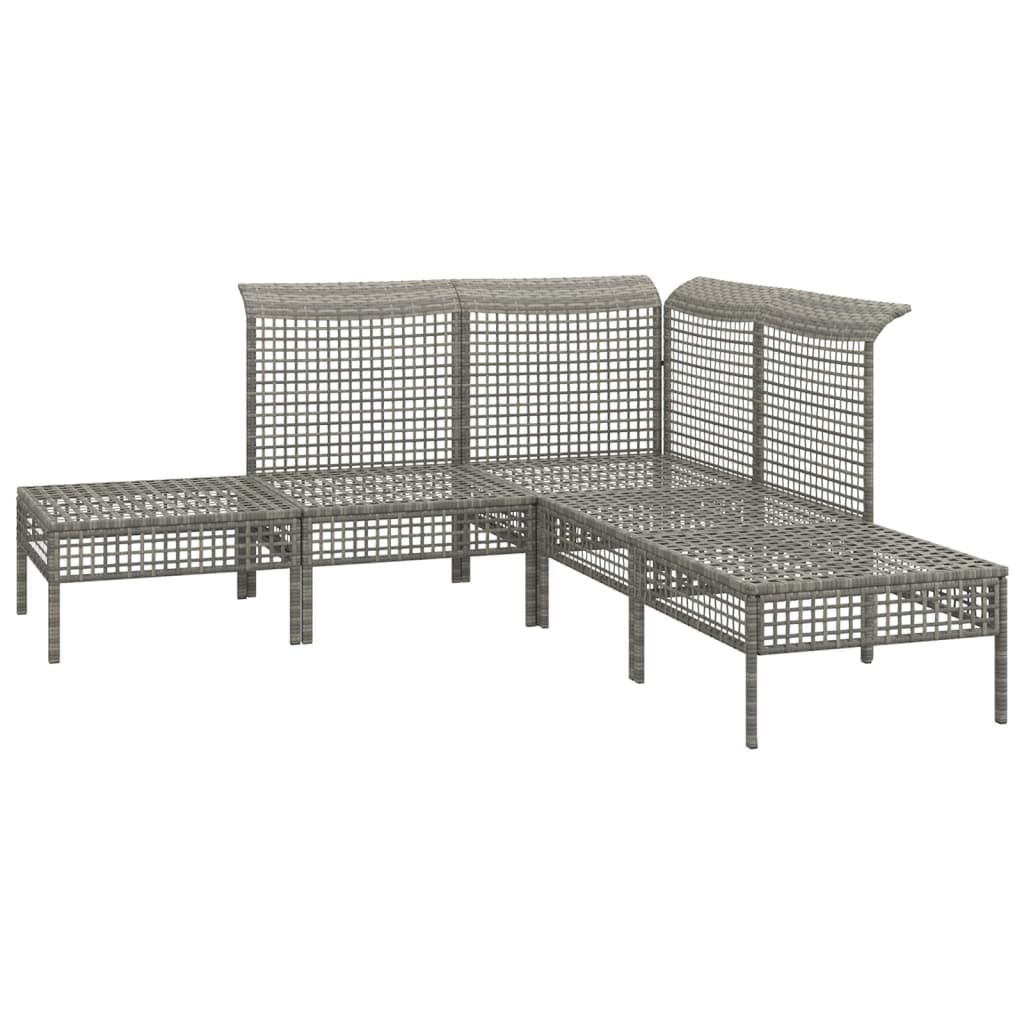 vidaXL Set Divani da Giardino 5 pz con Cuscini in Polyrattan Grigio