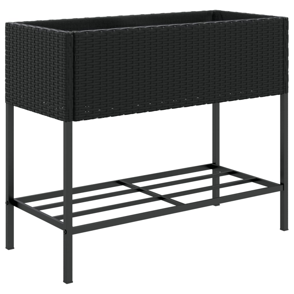 vidaXL Fioriere da Giardino con Ripiani 2pz Nere 90x40x75cm Polyrattan