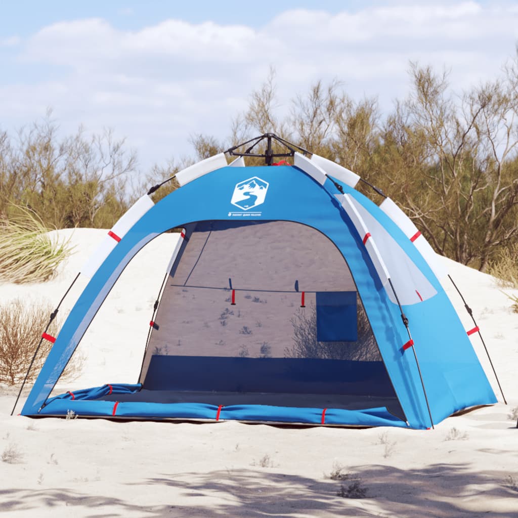 vidaXL Tenda da Spiaggia 2Persone Azzurro Rilascio Rapido Impermeabile