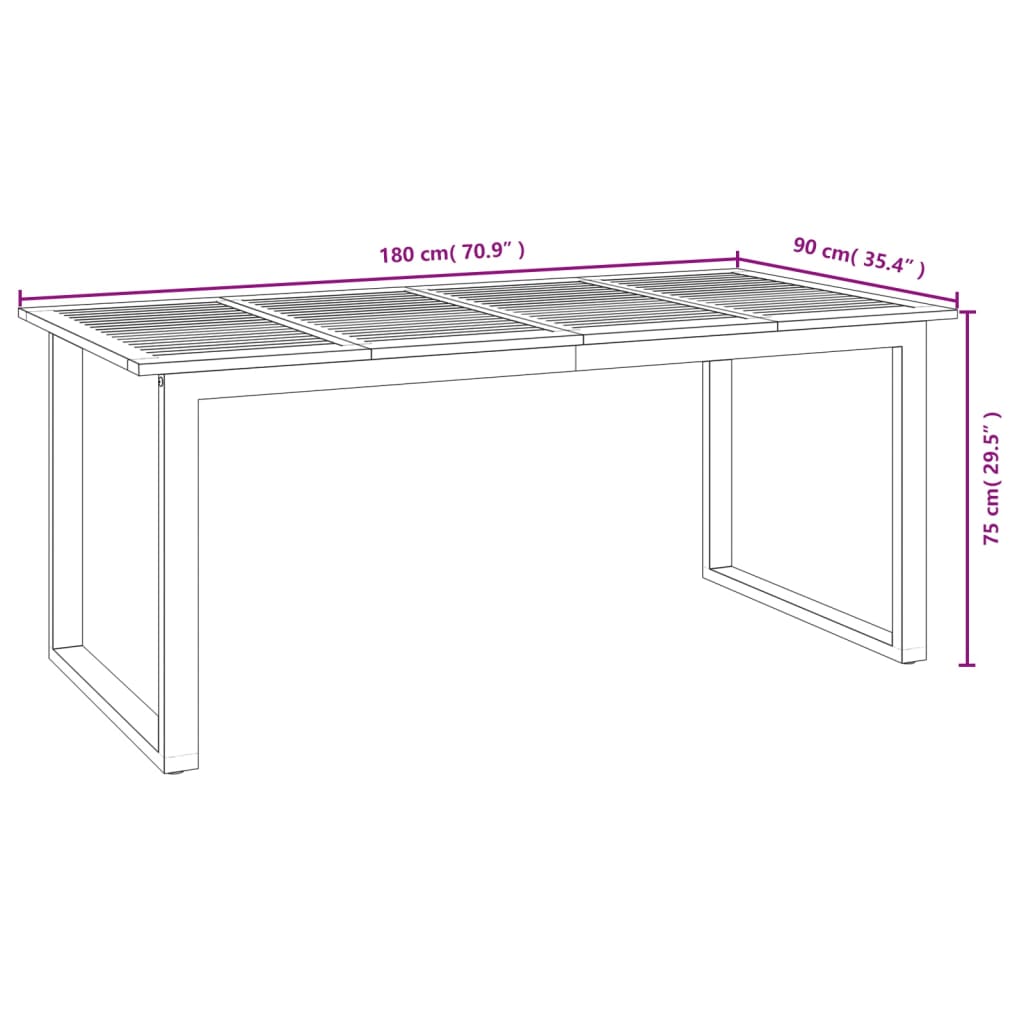 vidaXL Set Pranzo da Giardino 7 pz Legno Massello di Acacia e Metallo