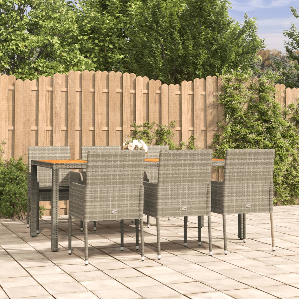 vidaXL Set da Pranzo da Giardino 7 pz con Cuscini in Polyrattan Grigio