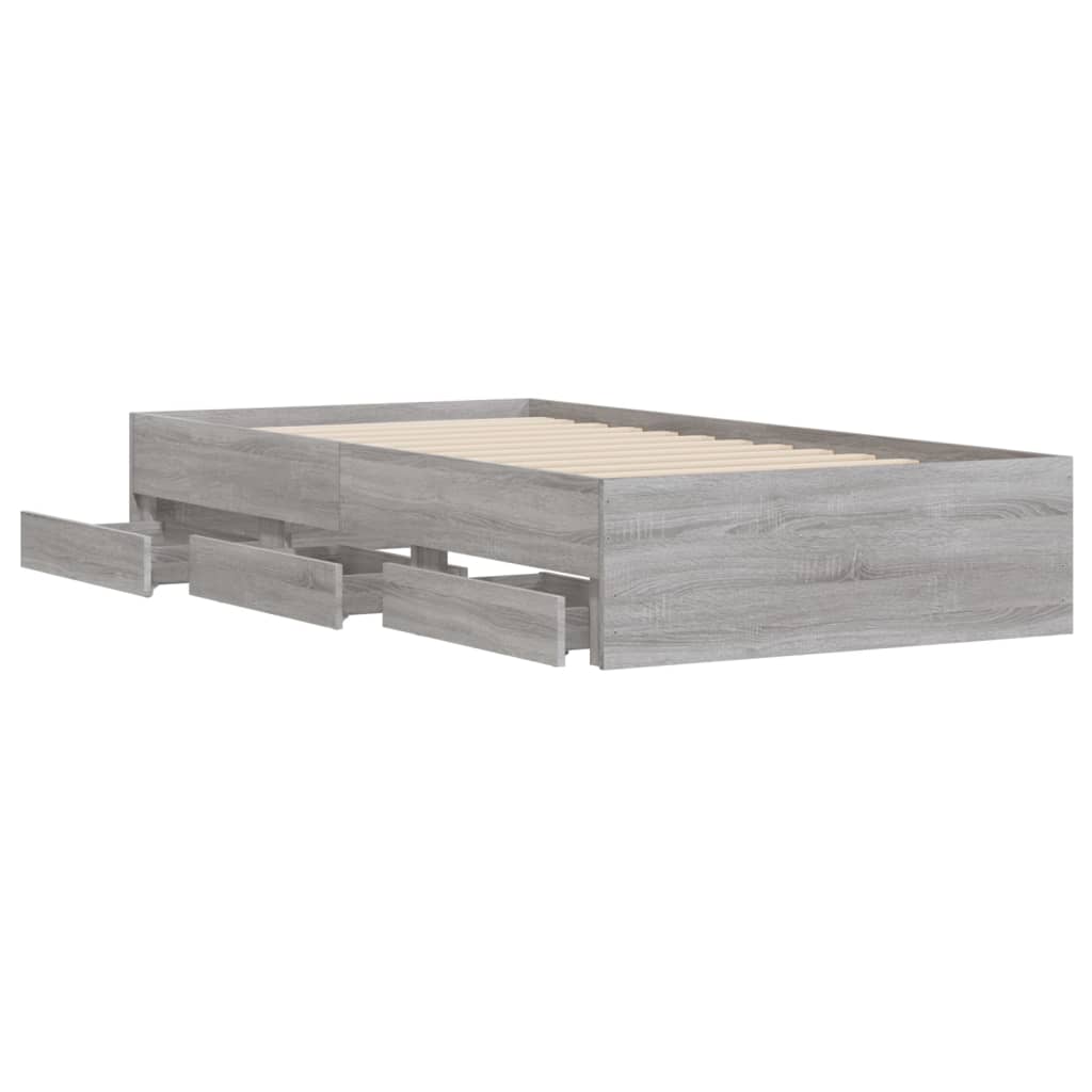 vidaXL Giroletto Cassetti Grigio Sonoma 90x190 cm Legno Multistrato