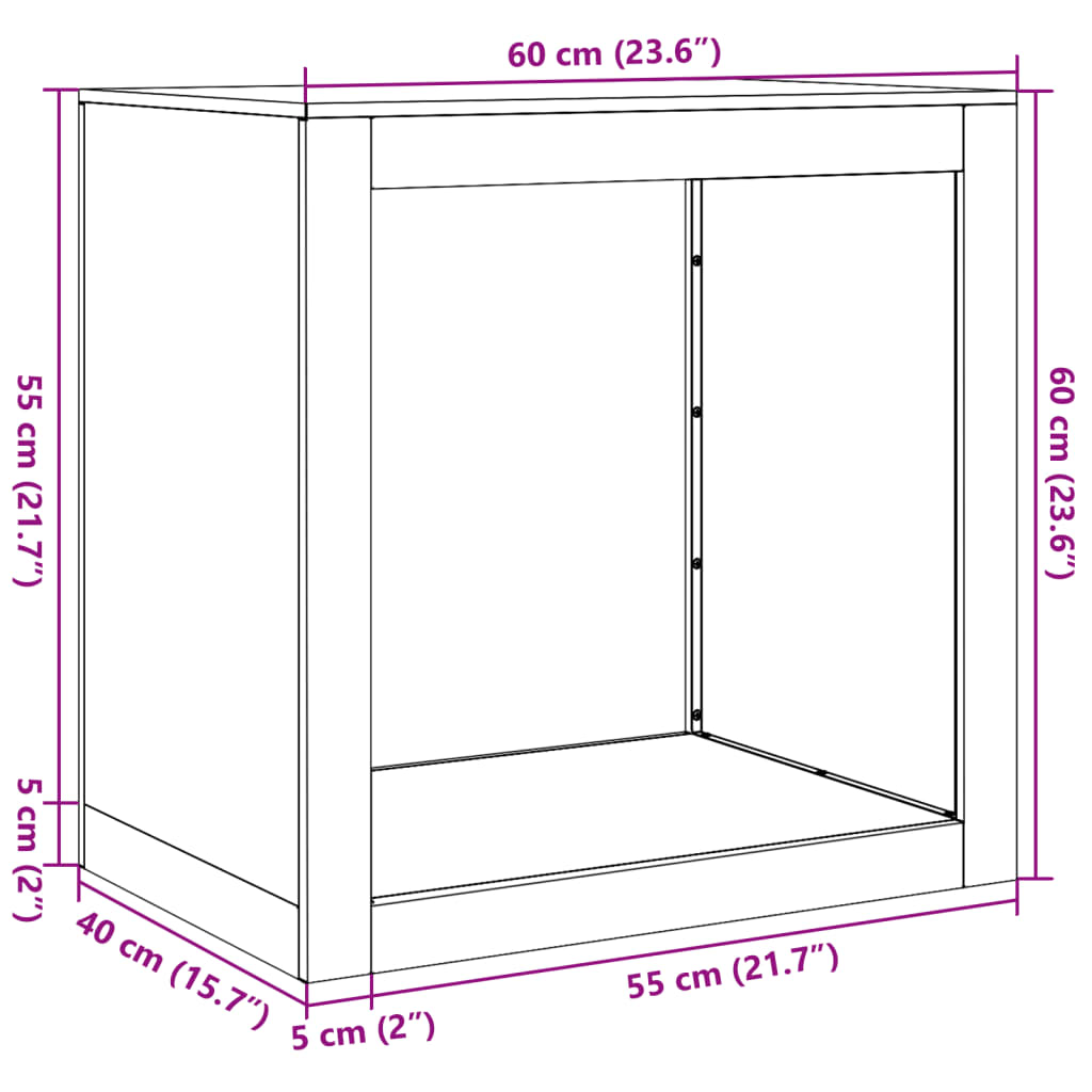 vidaXL Rastrelliera per Legna 60x40x60 cm in Acciaio Corten