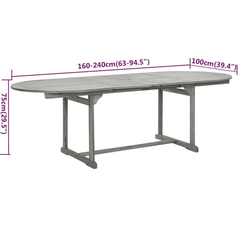 vidaXL Set da Pranzo da Giardino 9 pz Legno Massello di Acacia