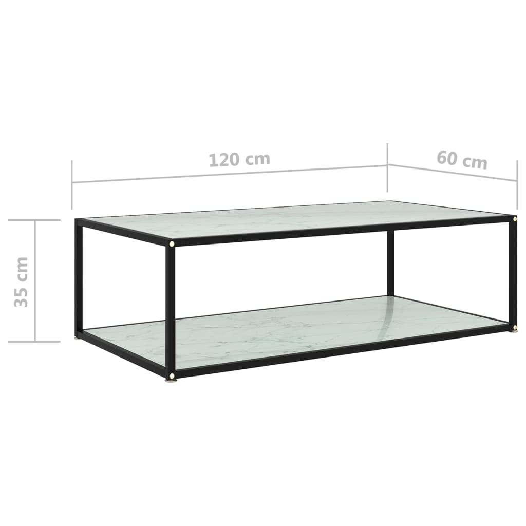 vidaXL Tavolino da Salotto Bianco 120x60x35 cm in Vetro Temperato