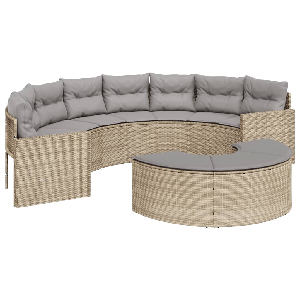 vidaXL Divano da Giardino con Cuscini Semicircolare Beige Polyrattan