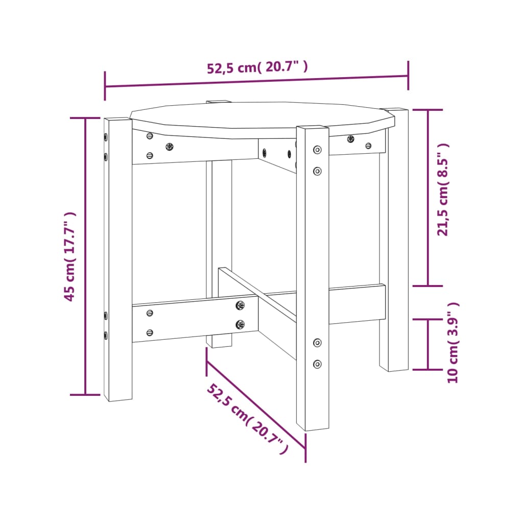 vidaXL Tavolino da Salotto Bianco Ø 52,5x45 cm Legno Massello di Pino