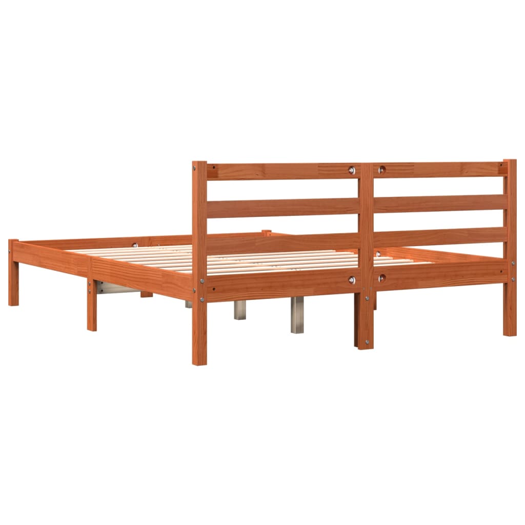 vidaXL Letto senza Materasso Marrone Cera 135x190 cm in Legno di Pino