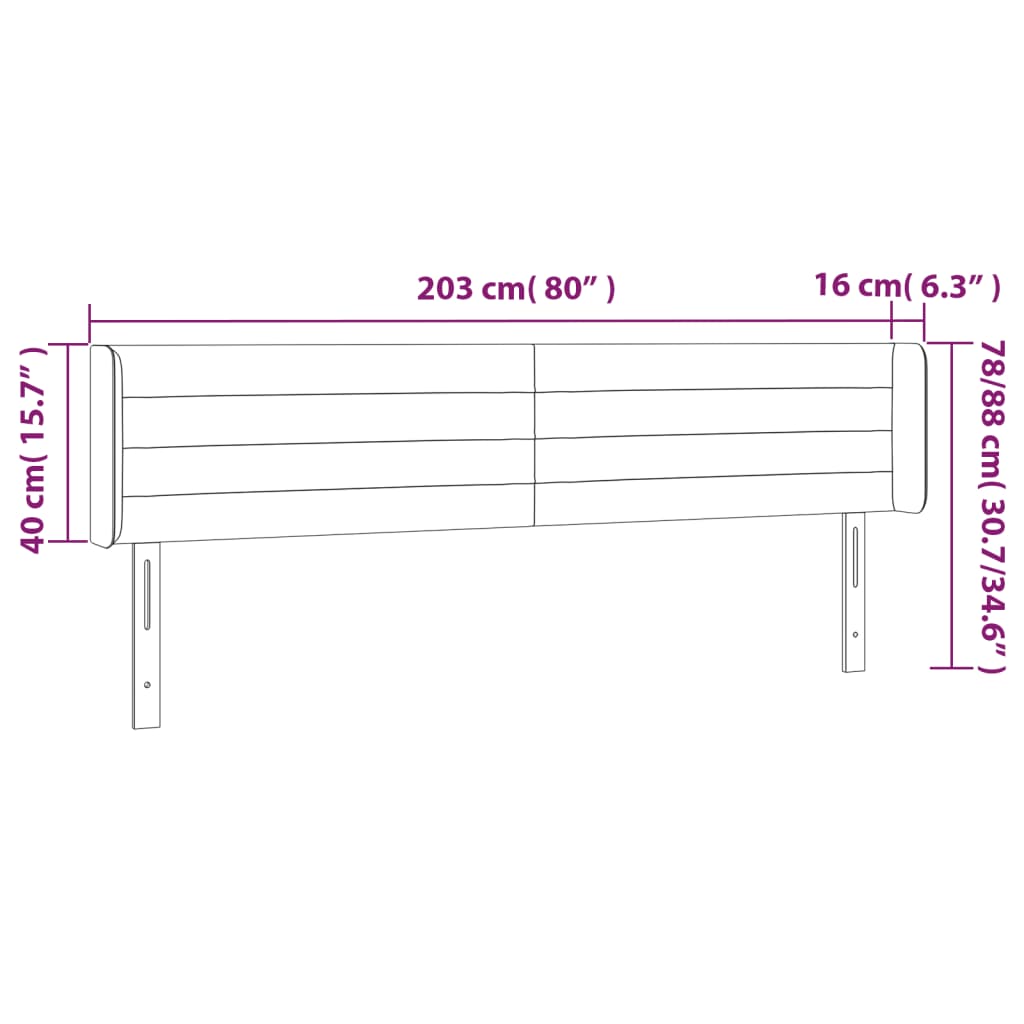 vidaXL Testiera a LED Grigio Chiaro 203x16x78/88 cm in Velluto