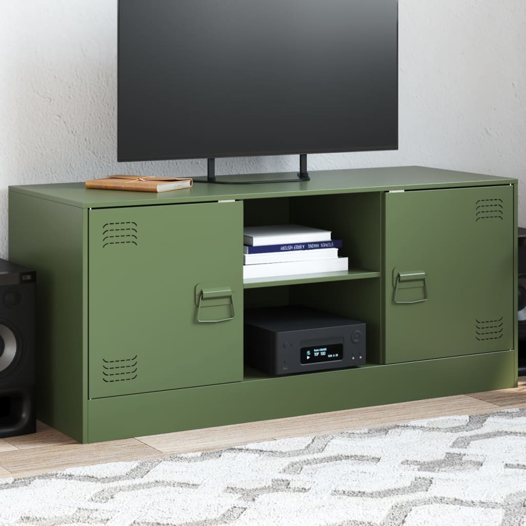 vidaXL Mobile TV Verde Oliva 99x39x44 cm in Acciaio